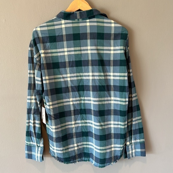 Free People | Loveland Plaid Frayed‎ Hem Shirt *NWT xs - Picture 7 of 9